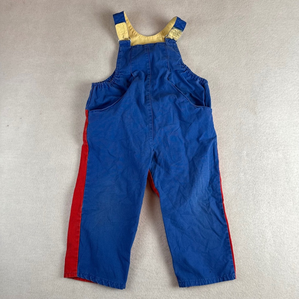 Absorba Vintage 90s Kids 3T Colorblock Cotton Canvas Bib Overalls